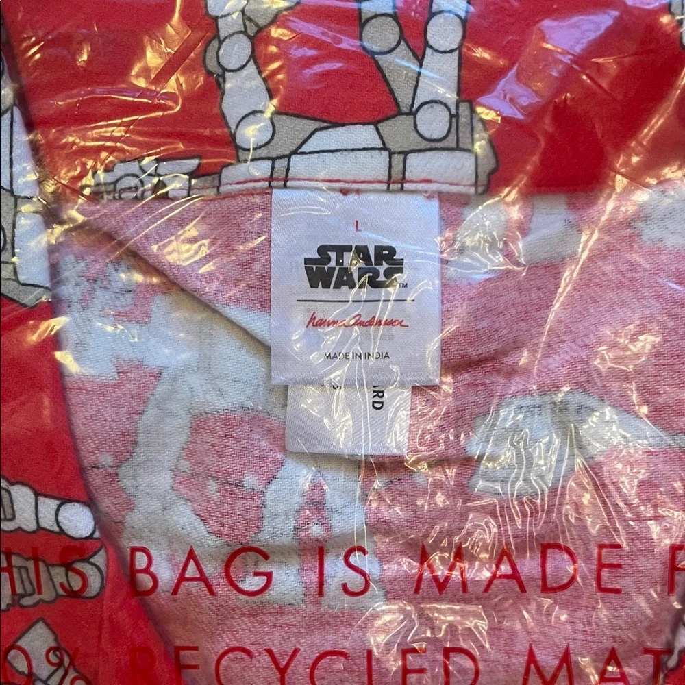 Hanna Andersson Adult STAR WARS Holiday Flannel PJ Top in AT-AT Walker UNISEX L - Picture 3 of 5